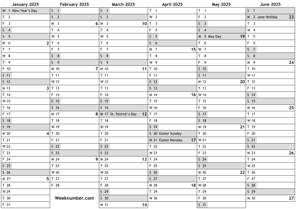 2025 Calendar With Bank Holidays Ireland 